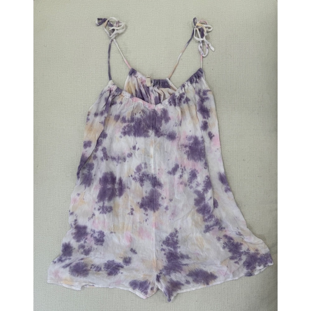 Elan Tie Dye Romper Womens Large Boho Gauze Adjustable Straps Excellent